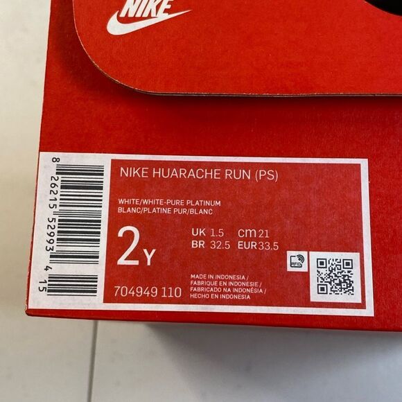 NIB NIKE Youth Huarache Run (PS) White Running Athletic Tennis Shoe - Size 2Y - Picture 9 of 14